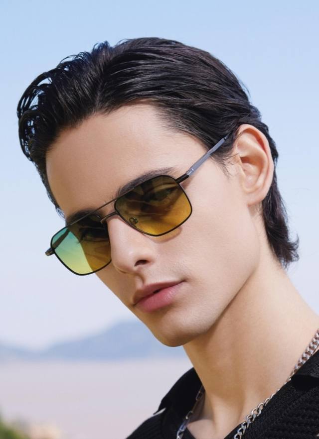 Gucc* High-quality polarized sunglasses for men, metal frame, gradient color sun