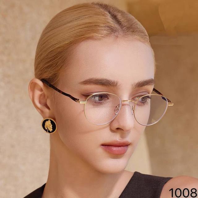 Louis Vuitto*Ultra-light plain round frame glasses frame for women, high-end fla