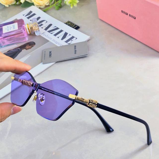 Miumi* polygonal irregular frameless sunglasses ultra-light fashion street shoot