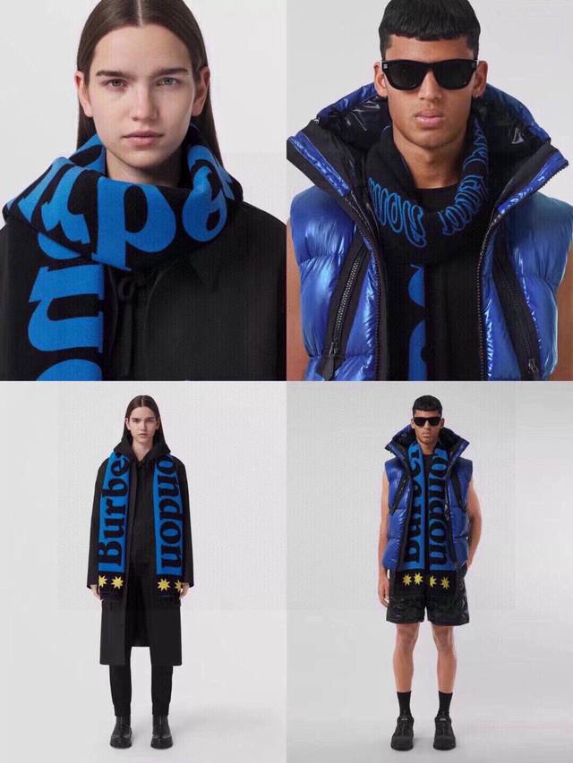 Burberry's new "B" star logo double-sided scarf is now available. Featuring a to