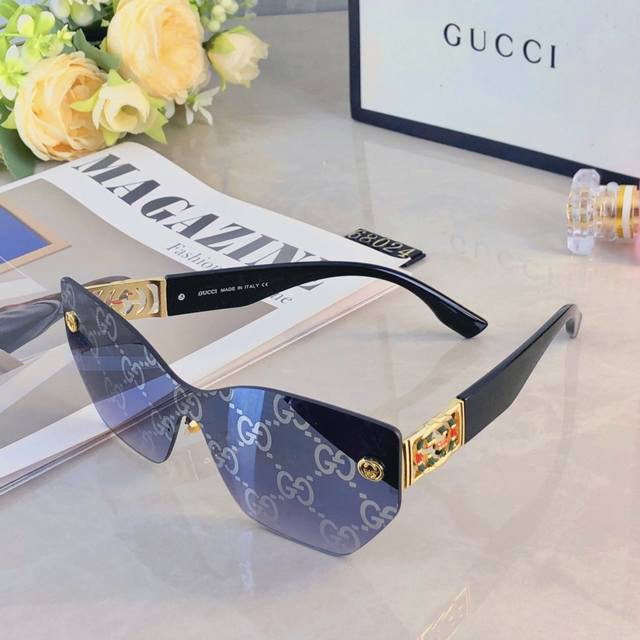 Gucc* High-end new ultra-light frameless fashion sunglasses for men and women hi