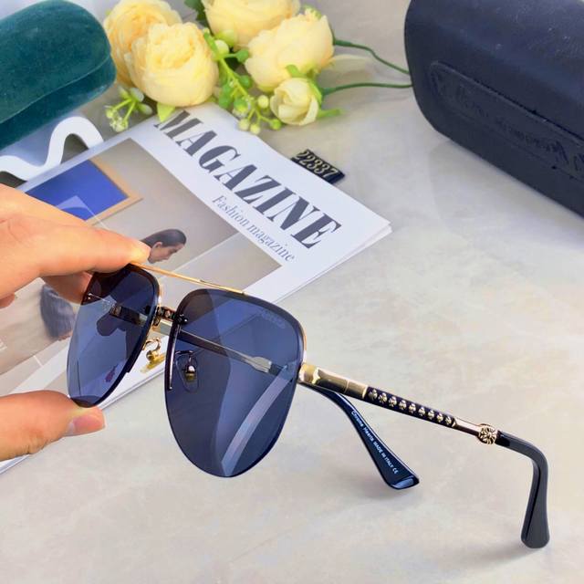 Chrome Heart* new retro fashion metal sunglasses half-frame double-beam sunglass