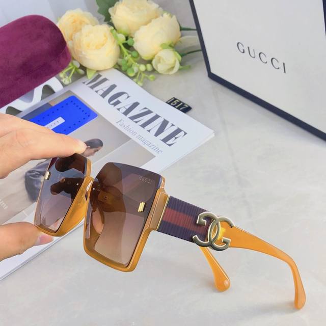 Gucc* High-end sunglasses for women 2025 new big-brand sunglasses trendy face-re