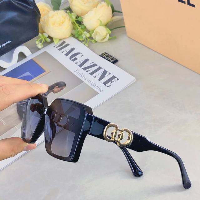 Internet celebrity same style rectangular retro sunglasses female high-end sens