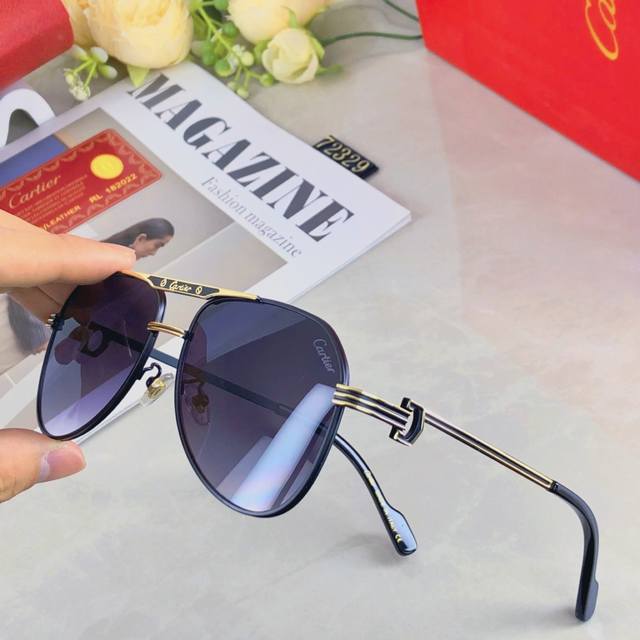 Cartie*European and American retro men's punk style sunglasses metal double beam