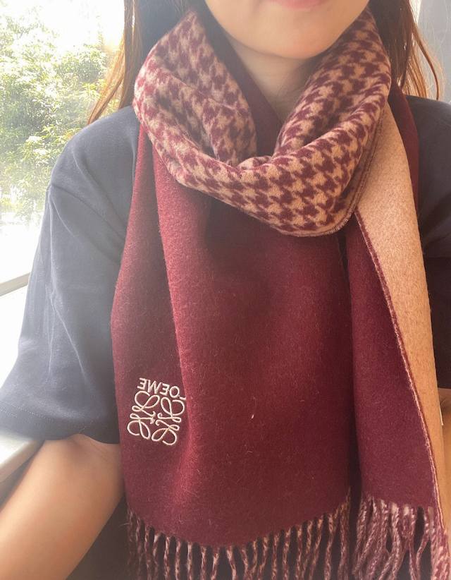 Loewe's latest double-faced scarf, a medium-weight double-faced wool and cashmer