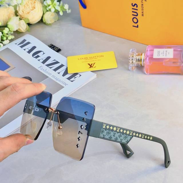 Louis Vuitto*Fashion Sunglasses for Women High-end Ins Nylon Sunglasses Square L