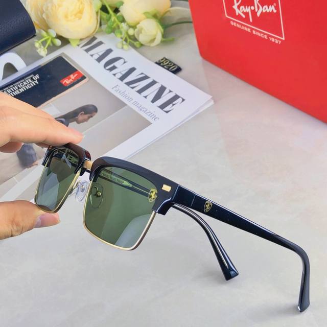 Rayba* Korean style half-frame square sunglasses for men and women, high-end fas