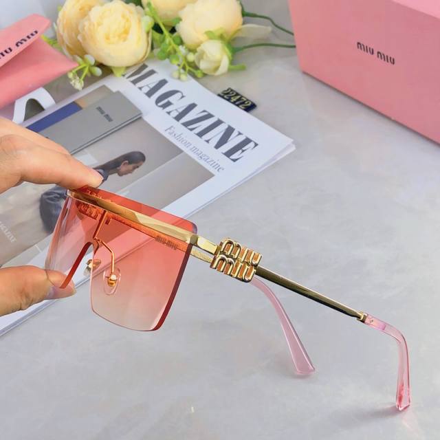 Miumi* one-piece glasses fashion European and American cross-border frameless su