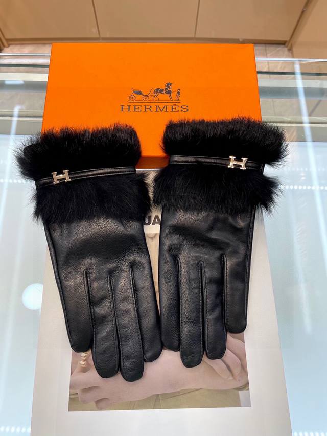 New exclusive debut Hermes women's new high-end sheepskin gloves goddess first