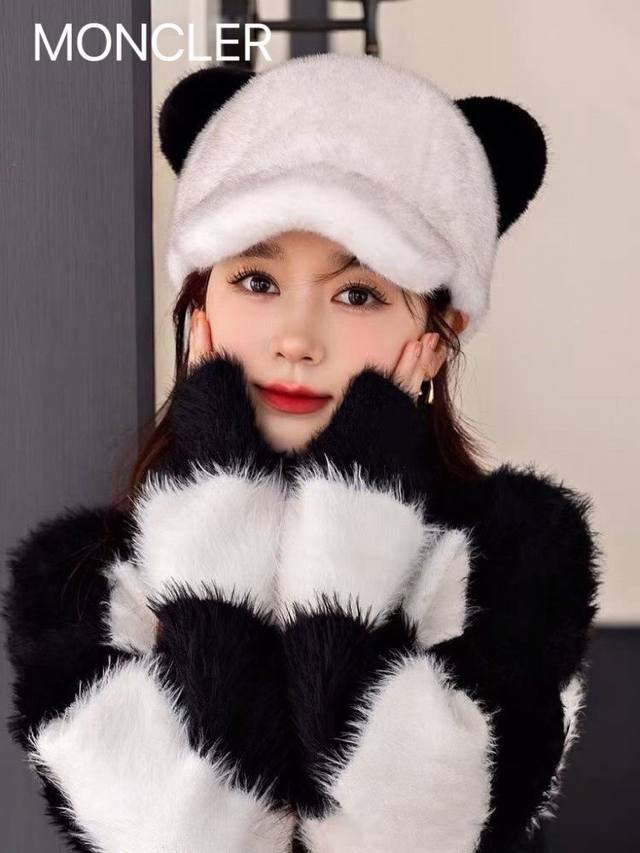 Moncler hat women's new winter ear hat fur thick warm duckbill cap casual shoppi