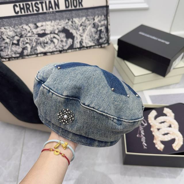 Chrome Hearts High-end denim material Heavy-duty handmade beret Good shape and