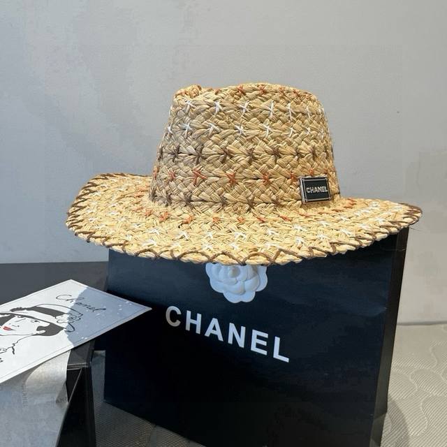Chanel Raffia knight hat, sun visor cap, head circumference 57cm