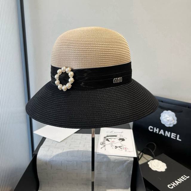 Muumiu new basin hat, color matching hat, Taiwan pp straw fabric, head circumfer