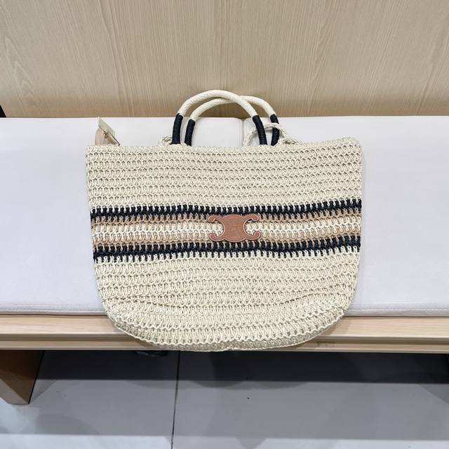 Celine Celine large capacity straw bag ladies 2025 new holiday woven bag seaside