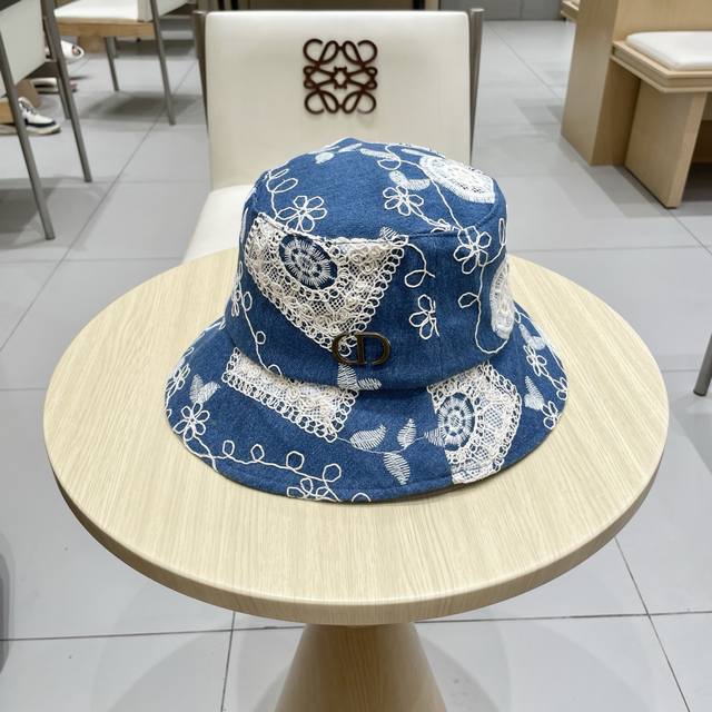 Dior Dior trendy fisherman hat for women autumn new embroidery small brim slim K