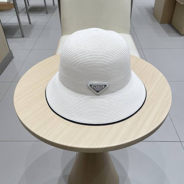 prada Prada straw hat, lady style basin hat, made of imported high-grade fine st