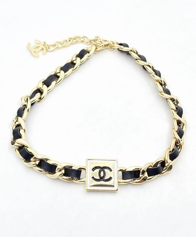 Chnel Xiaoxiang new black leather bracelet necklace