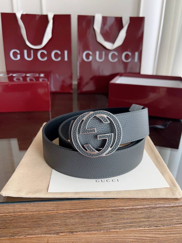 Stunning Gucci Double G buckle men's new belt, 4cm wide, double-sided, imported