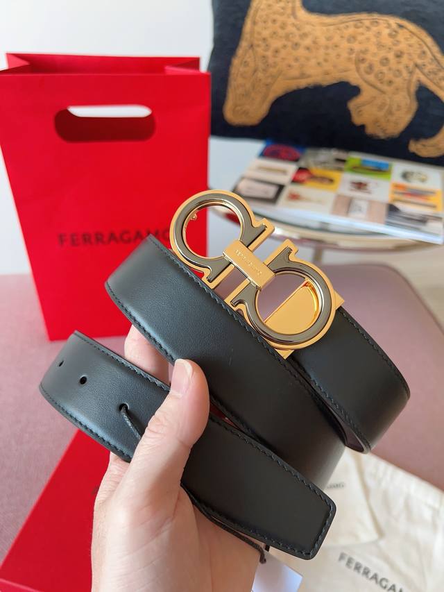 Ferragamo 3.5cm original leather. Precision brass hardware upgraded version aut