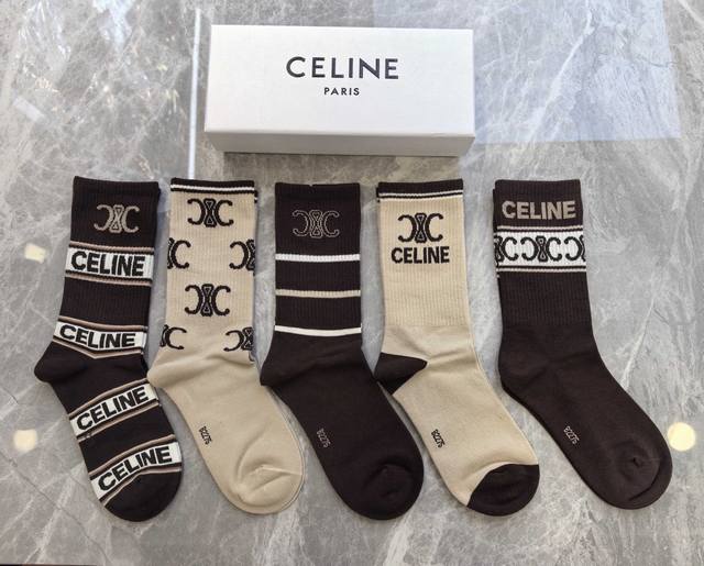 Special Celine Celine Ce home new arrival women's mid-calf socks, one box of fi