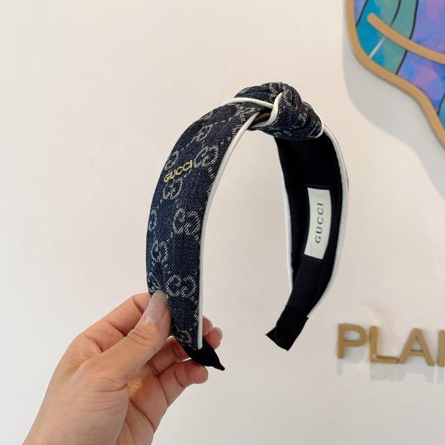 with packaging Gucci Gucci classic denim new wide version headband, goddess mus