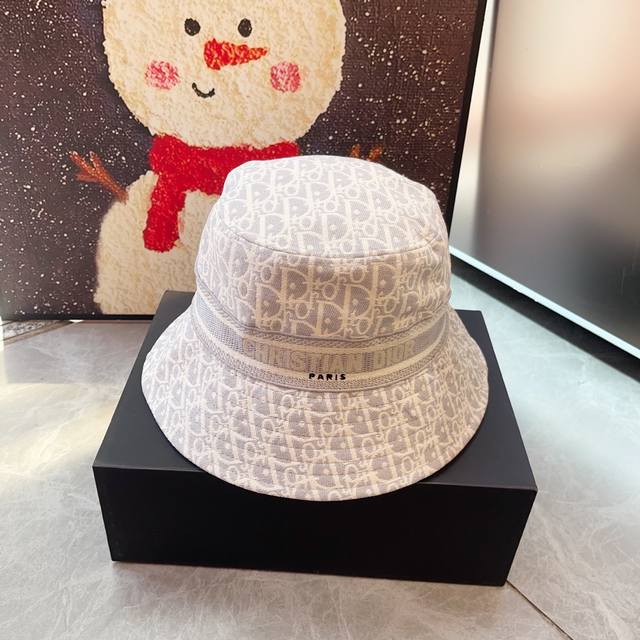 Running volume Dior new monogram letter ribbon bucket hat Super lady, the deepe