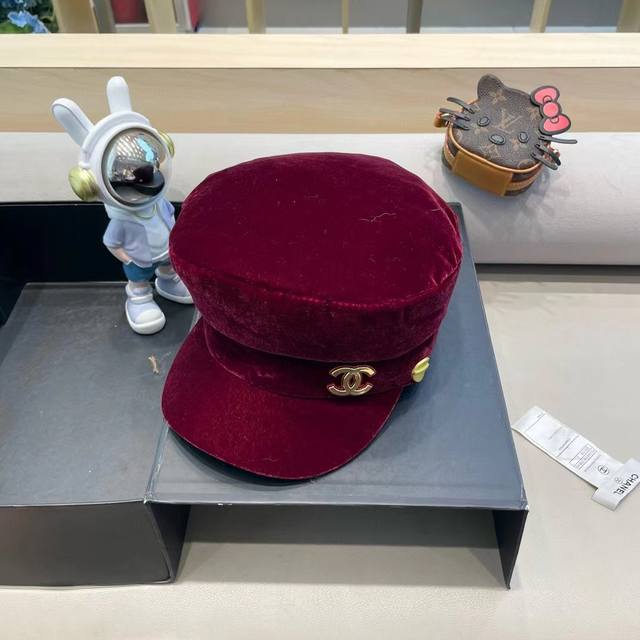 Chanel Xiben Korean version Ins velvet beret female autumn and winter French ret