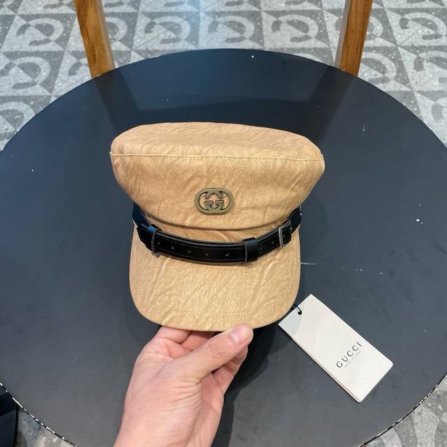 Gucci's new fashion navy hat Korean version of the face small flat top hat autum