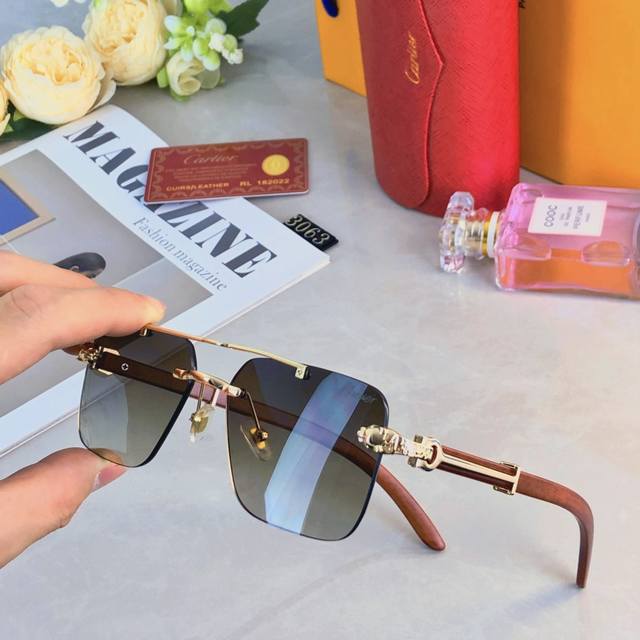 Cartie* new leopard head frameless double beam unisex sunglasses personalized tr