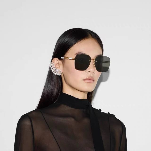 Gucci 2025 new style new metal sunglasses square frame anti-ultraviolet sunglass