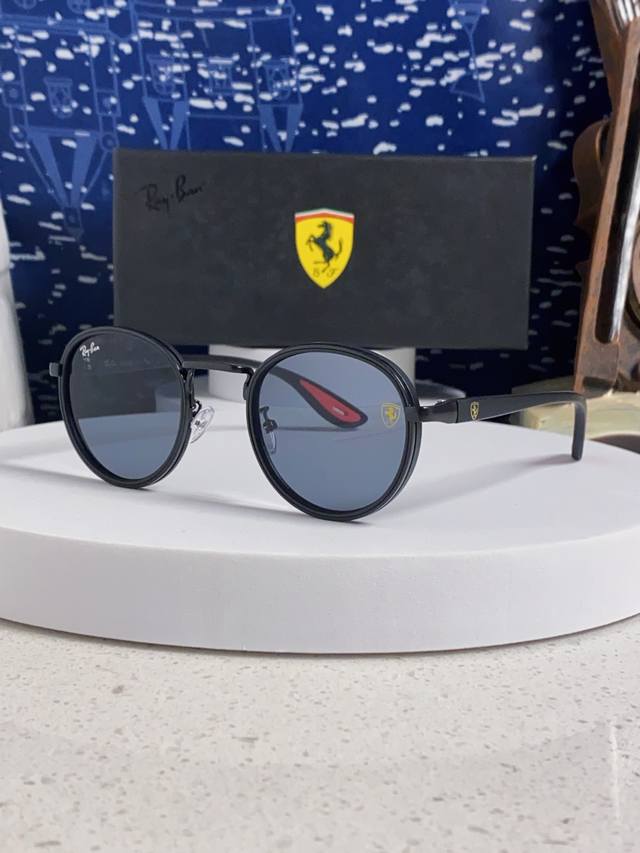 Rayban Ferrari joint 2025 new European and American fashion round frame sunglass