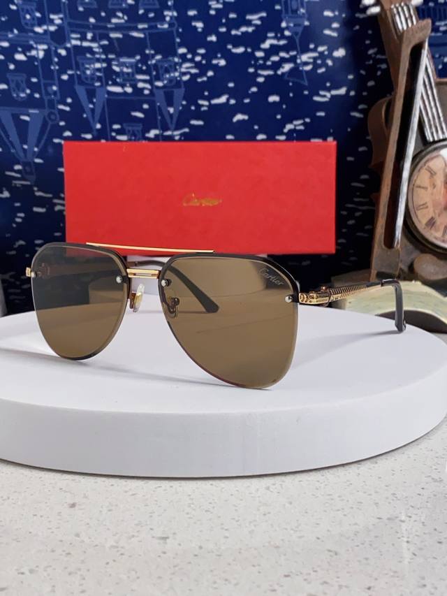 Cartier Cartier 2025 new frameless pilot sunglasses for men with large faces, f