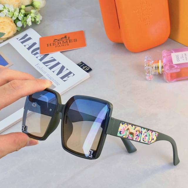 Herme* high-end sunglasses for women, fashionable and hot girl style, 2025 new