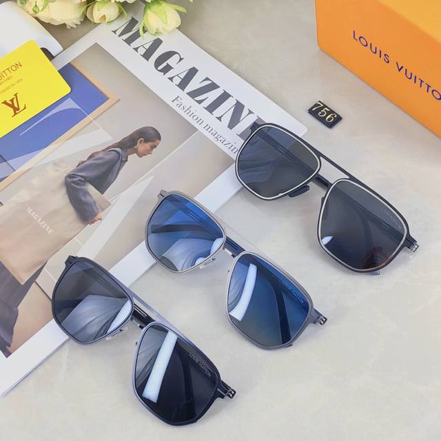 Louis Vuitton hot-selling 2025 new Tr double-beam men's sunglasses Internet cele