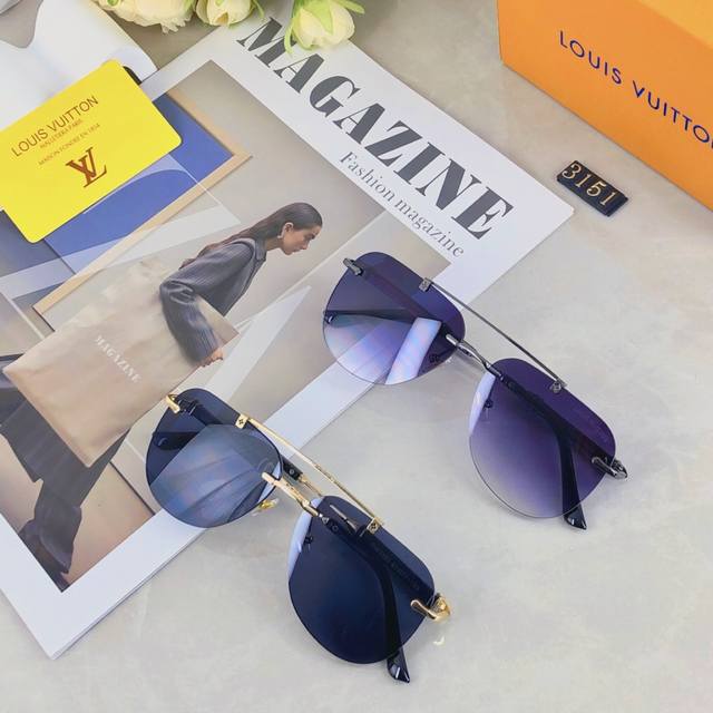 Louis Vuitton European and American style double-beam frameless sunglasses Ins h