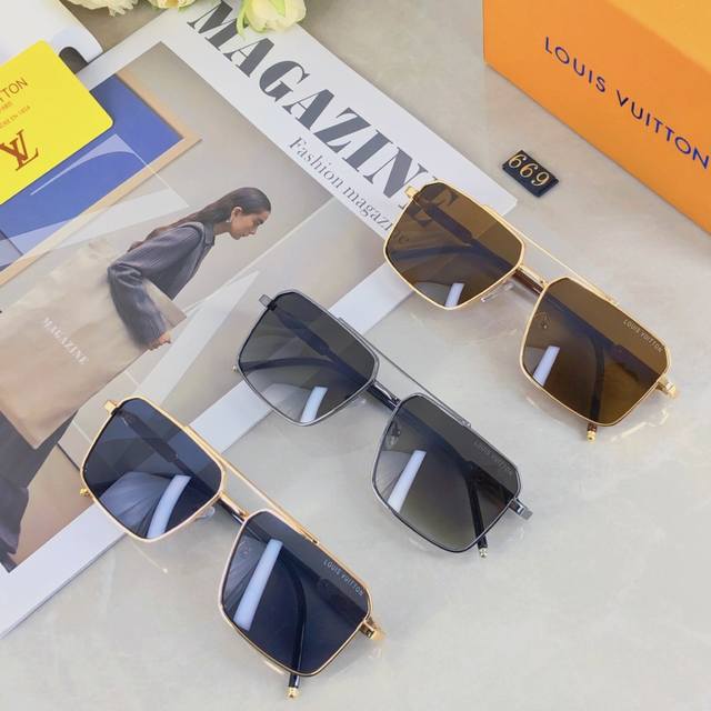 Louis Vuitton double-beam sunglasses, same style as Louis Koo, men's high-value