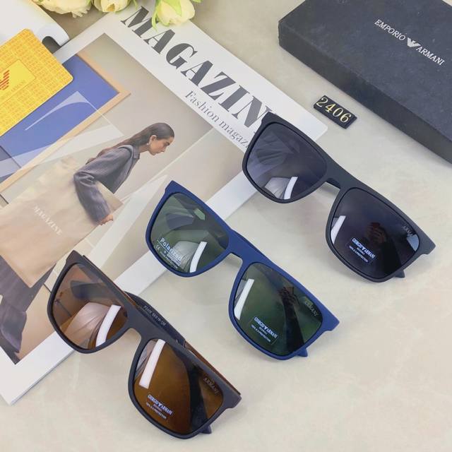 Armani2025 new cross-border square frame Tr sunglasses for men and women outdoor