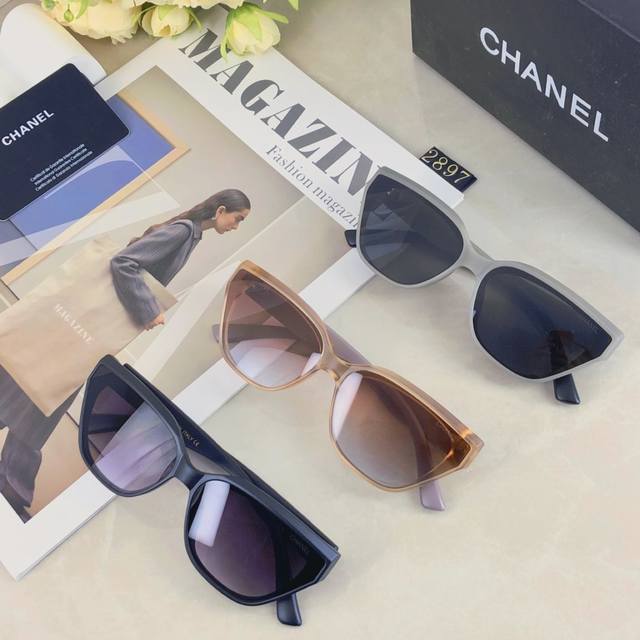 Chanel Korean Ins new fashion cat-eye sunglasses for women retro high-end sun pr