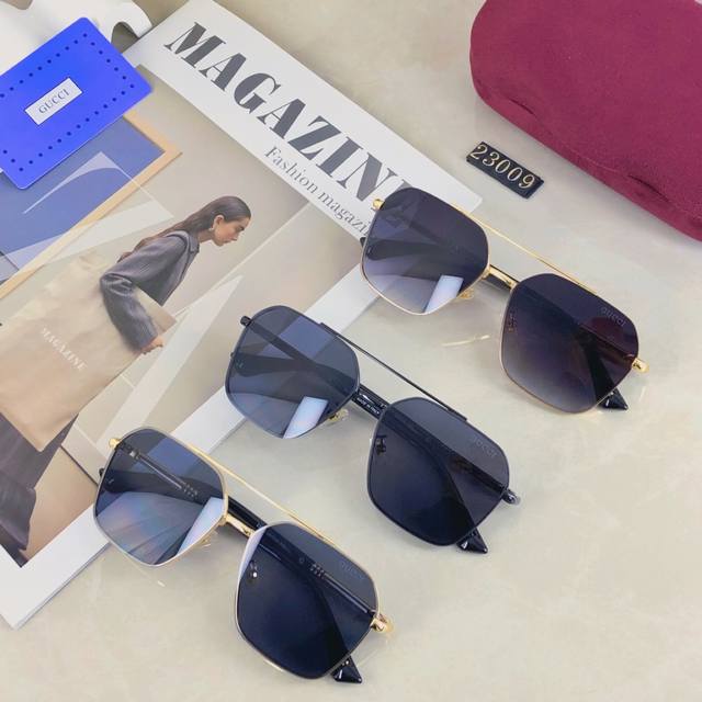 Gucci double-bridge sunglasses men's glasses new style wearing Internet celebrit