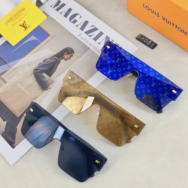 Louis Vuitton Korean retro oversized square sunglasses trendy men and women Euro