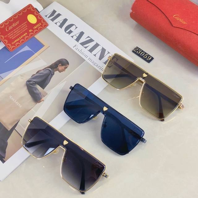 Cartier handsome sunglasses men's fashion personality 2025 cool trend avant-gar