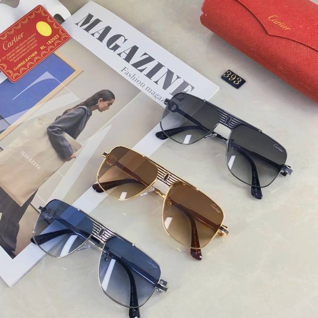 Cartier new square frame sunglasses men 2025 new fashion metal sun visor sungla