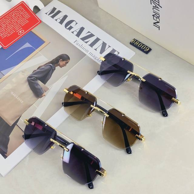 Ysl frameless aviator sunglasses men's trendy Korean style personality sunglasse