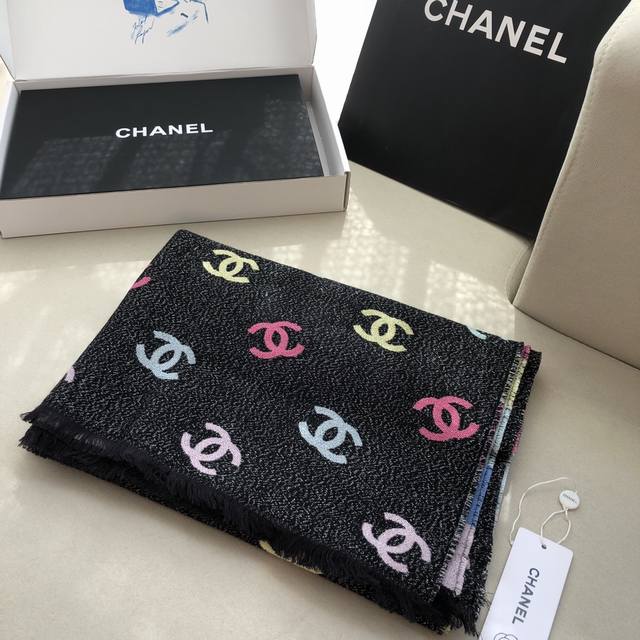 Ch Rainbow Shawl Scarf 187*69Cm 66% Cashmere 18% Sheep Wool 12% Mulberry Silk 2%