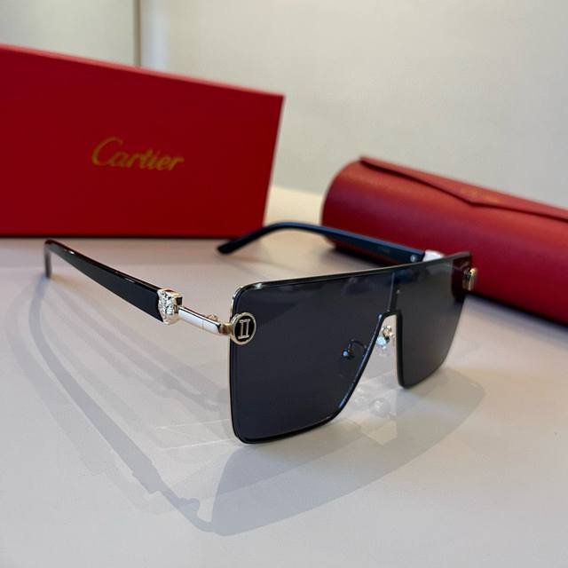 Cartie*Cartier precious sunglasses made of metal, PC temples, and frameless, ult