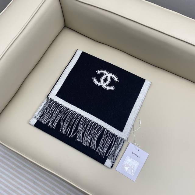 Chanel 24B two-tone, cotton and wool scarf original craftsmanship counter purcha