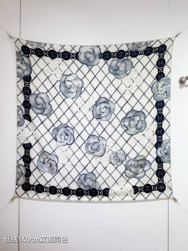 Rcc2564 Double-sided same color 140X140Cm 70% cashmere 30% silk Chanel Camellia