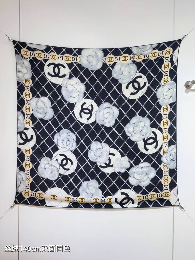 Rcc2564 Double-sided same color 140X140Cm 70% cashmere 30% silk Chanel Camellia