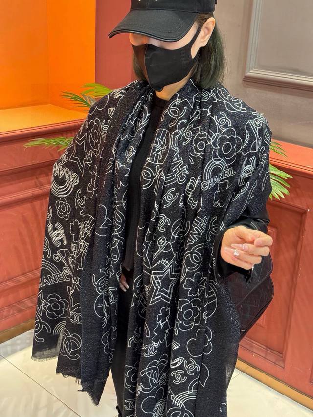 New shiny scarf, new customer-provided silver-thread cashmere fabric long scarf